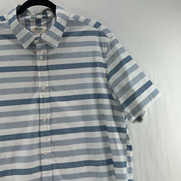 Julian & Mark Striped Button-Up Shirt Mens XL Short Sleeve Collared Blue White - Picture 5 of 11